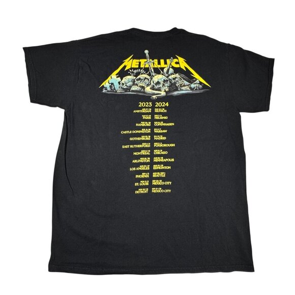 METALLICA M72 World Tour Broken Clock & Skull Concert Tour Dates T-Shirt SZ L - Picture 2 of 6